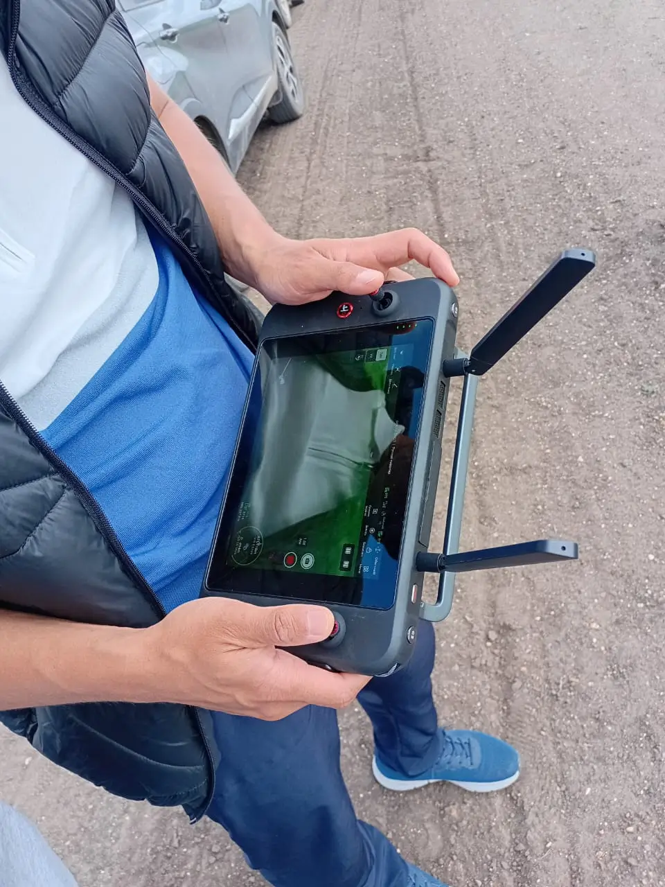 Drone controller during the Rodina field inspection